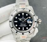 Bust Down Rolex Submariner Date VRS Factory Cal.3135 Swiss Replica Watches w Diamonds Strap